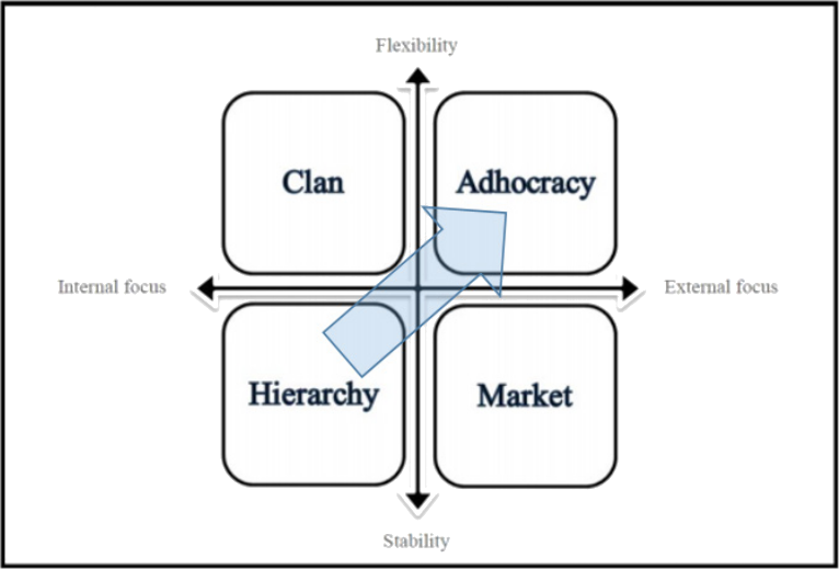 Abbildung 1: Model of Culture&lsquo;s Typology (AHMADI, 2012, S. 288) mit Bezug auf (CAMERON & QUIIN, 1999)