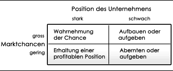 Abbildung 12: Eine allgemeine Portfolio-Matrix (nach ASSAEL 1993, S.721)