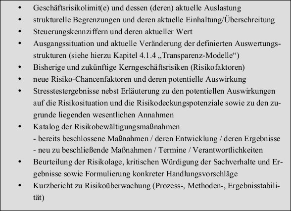 Abbildung 24: Grundsätzliche Inhalte des Risikoberichtes für das Geschäftsrisiko